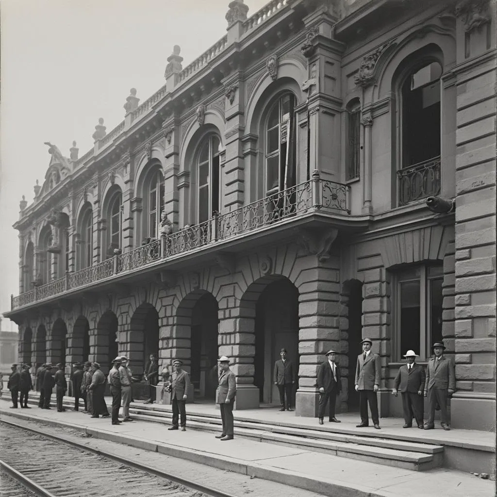 Foto histórica de la primera estación YPF